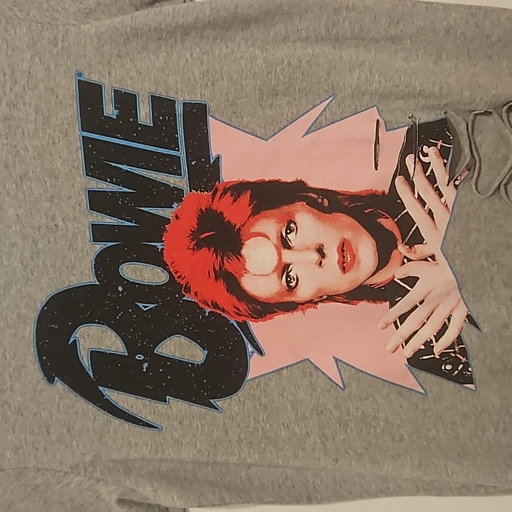 David Bowie distressed gray short sleeve graphic tee Small Ziggy Stardust - Picture 2 of 7